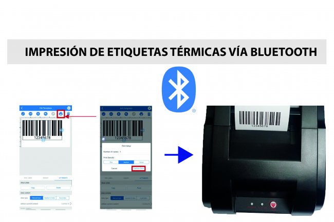 Impresión de etiquetas desde una impresora térmica de 58mm u 80mm vía bluetooth desde el celular