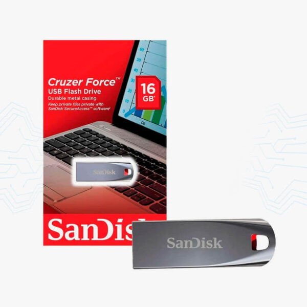 FLASH MEMORY SANDISK 16GB CRUZER METAL USB PLATEADO